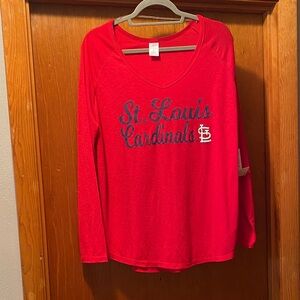 Genuine Merchandise Red St. Louis Cardinals Script V‑Neck Long Sleeve